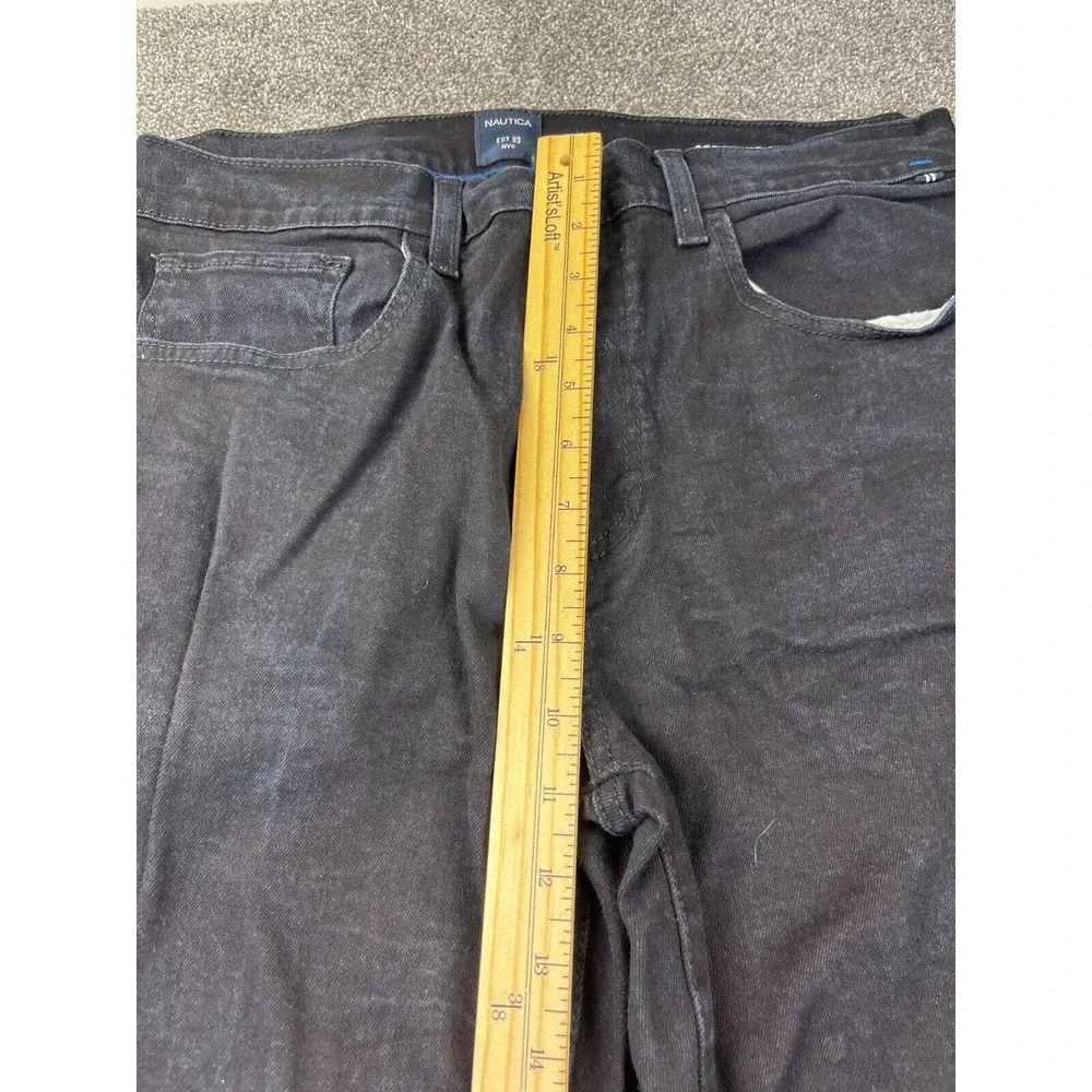 Nautica Jeans Mens Size 34X30 Pocket Regular Straight Fit Black Denim Flat Front